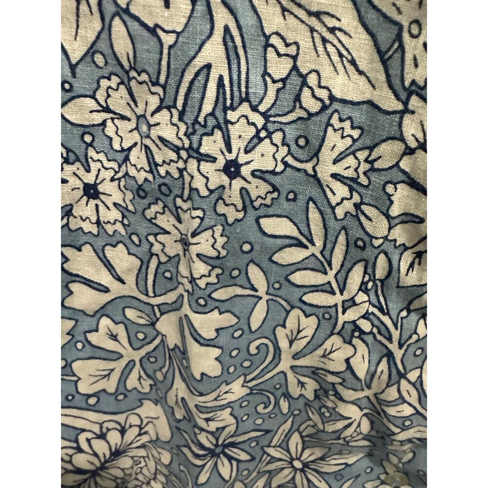 Rachel Ashwell Blue Floral Short Sleeve Button Down Boxy Linen Coastal Shirt - Picture 6 of 10